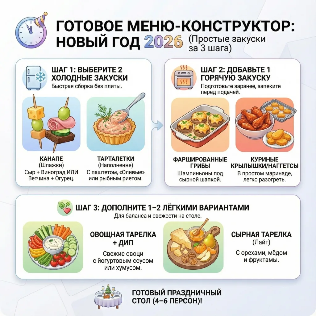 Готовое меню из простых закусок на Новый год 2026