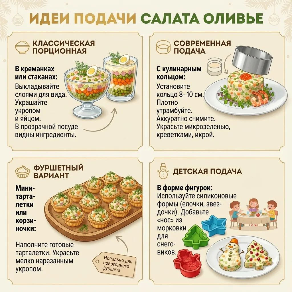 Идеи подачи салата Оливье