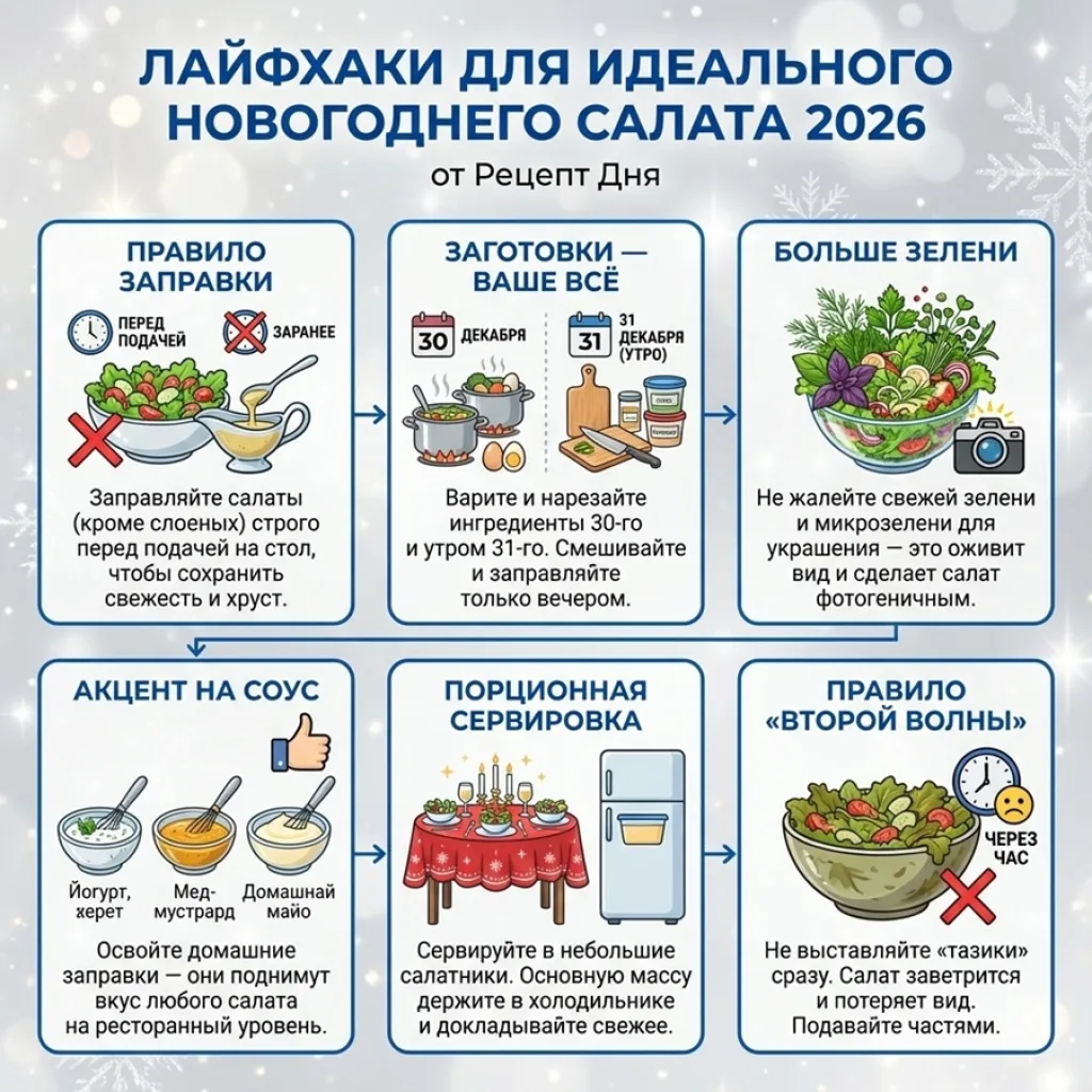 Лайфхаки для идеального новогоднего салата