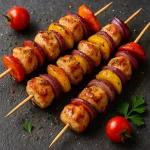 Куриный шашлык на шпажках с овощами