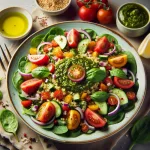 Салат с булгуром и соусом песто