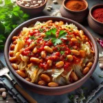 Тушеная капуста с фасолью