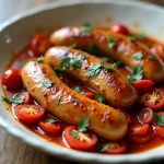 Куриные колбаски с чесноком и сушеными томатами