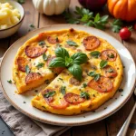 Фриттата с тыквой, красным луком и зеленью