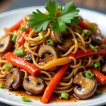 Фунчоза с овощами и грибами