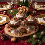 Шоколадный десерт с орехами и сливками