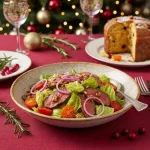 Салат с говядиной и маринованным луком
