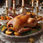 Гусь с яблоками и черносливом
