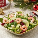 Салат с креветками и киви