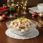 Салат с ананасом и шампиньонами