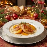 Куриная грудка с персиками в сливочном соусе