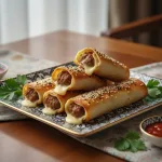 Трубочки из лаваша с фаршем и сыром