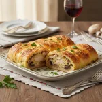 Сырный рулет с курицей и грибами