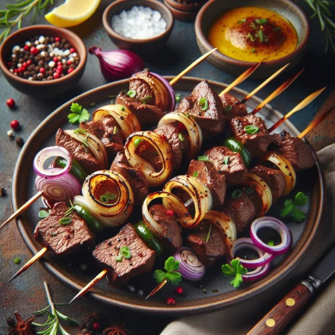 Шашлык из говяжьей печени