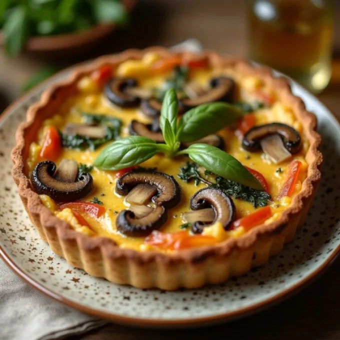 Киш с курицей и шампиньонами