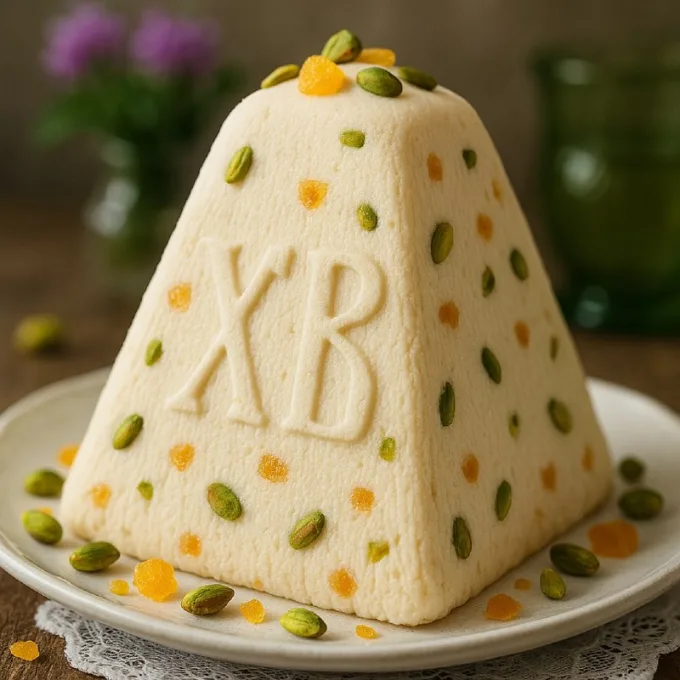 Сливочная пасха с фисташками и апельсиновыми цукатами