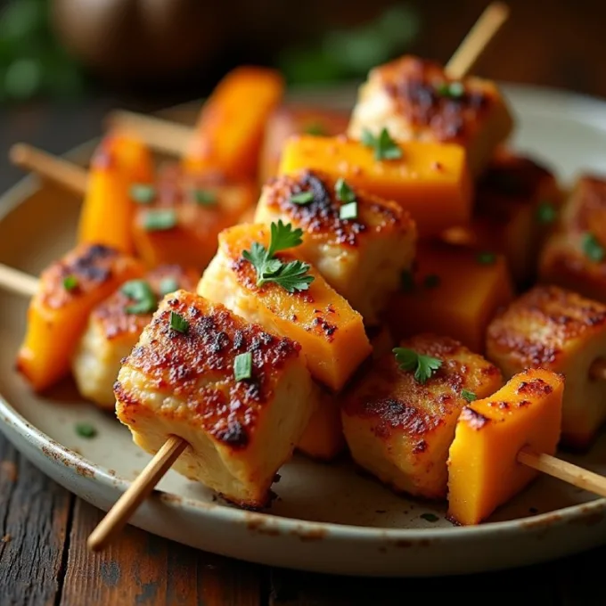 Шашлык из курицы и тыквы
