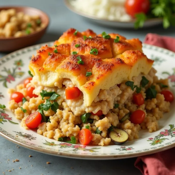 Запеканка из куриного фарша с овощами