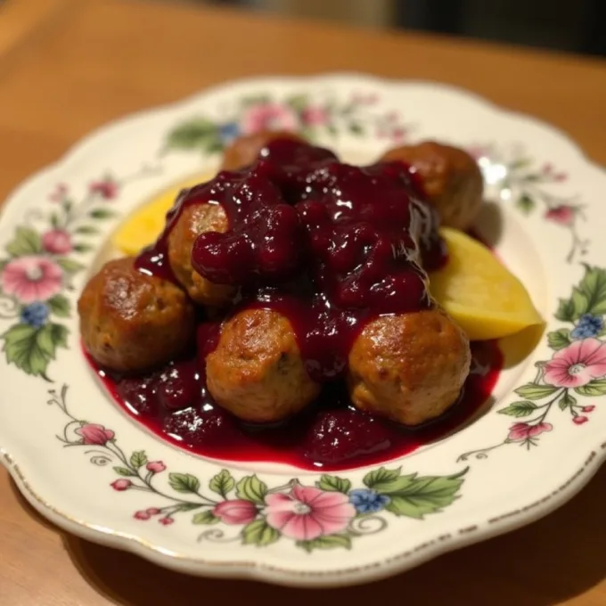Шведские фрикадельки с клюквенным соусом