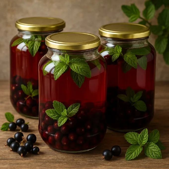 Компот из черной смородины с мятой