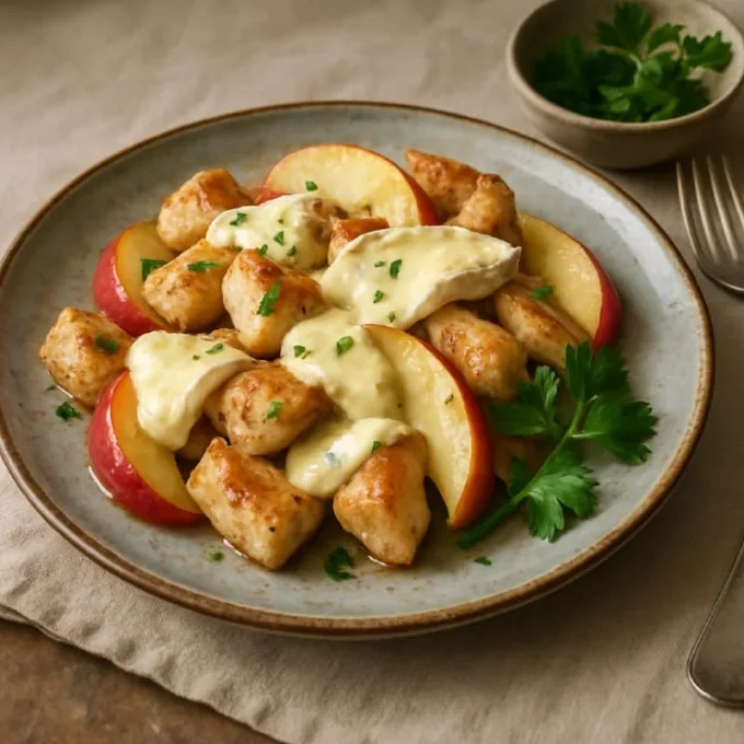 Куриная грудка с яблоками и сыром Бри