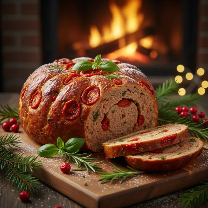 Мясной хлеб с томатами