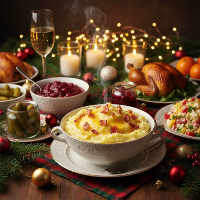 Пюре из картофеля с беконом и сыром