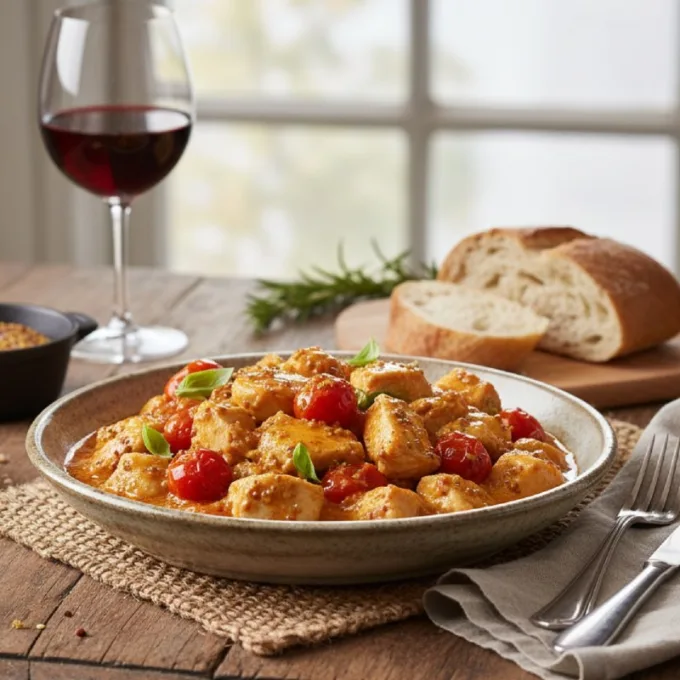 Сливочная курица с томатами и горчицей