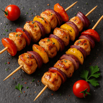 Куриный шашлык с овощами