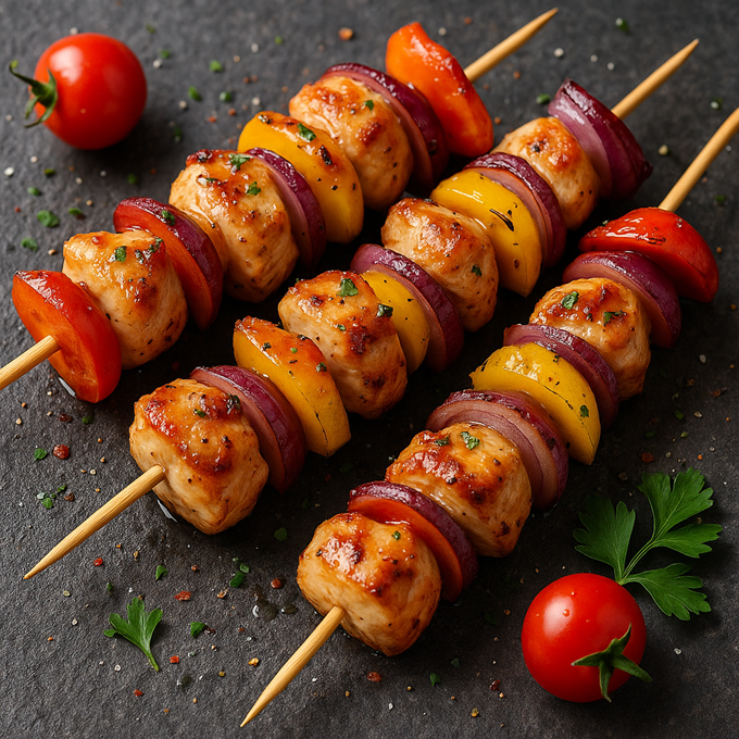 Куриный шашлык с овощами