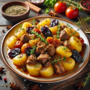 Тушеный картофель с мясом и черносливом
