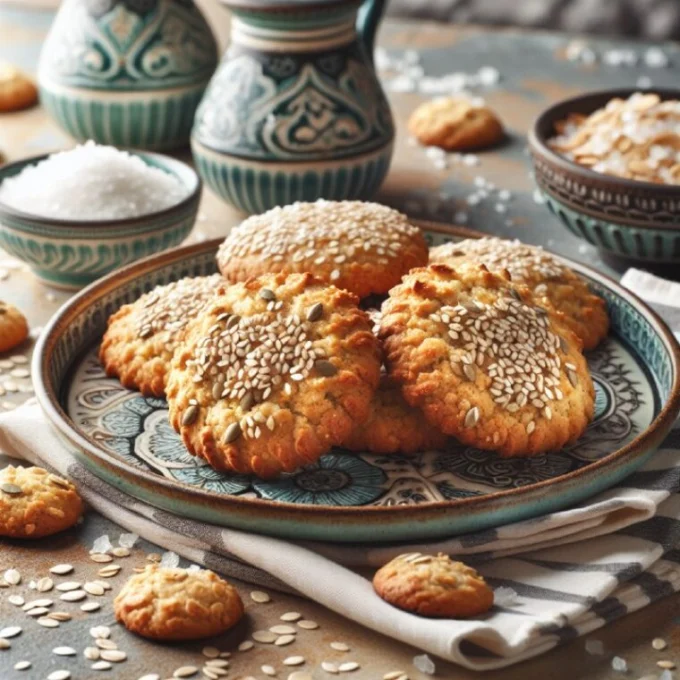 Соленое овсяное печенье с кунжутом