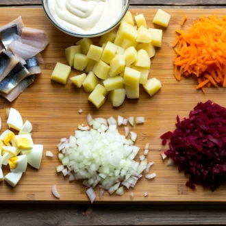 Ингредиенты для салата сельдь под шубой