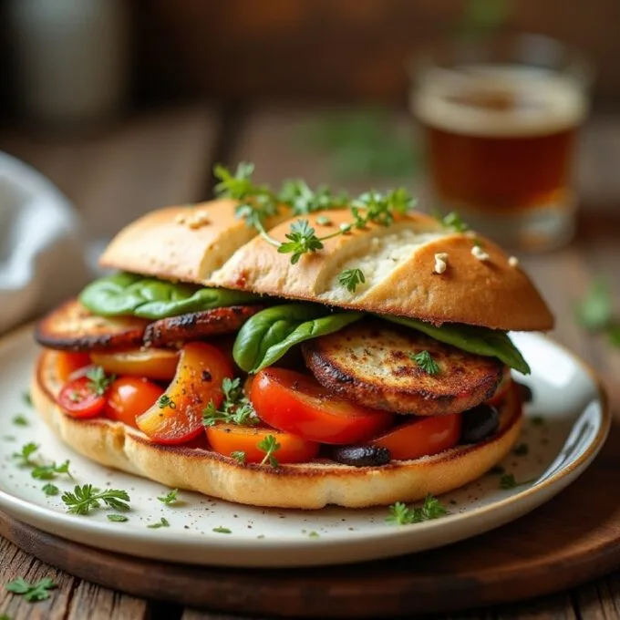 Чиабатта с овощами и сулугуни