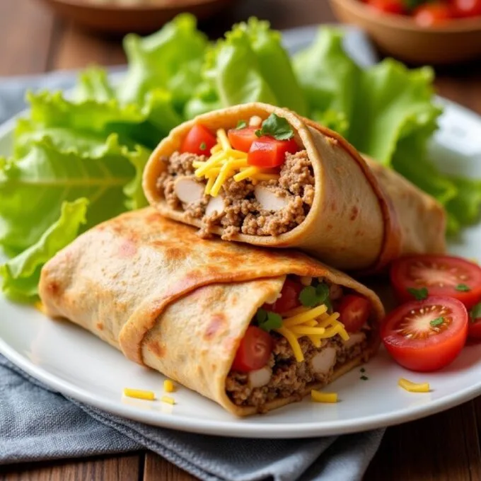 Бурито с индейкой, помидорами и сыром