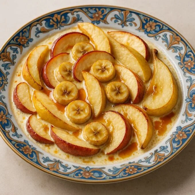 Фрукты, запечённые в сливках