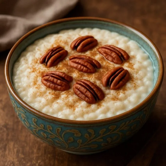 Рисовая каша с корицей и орехами пекан