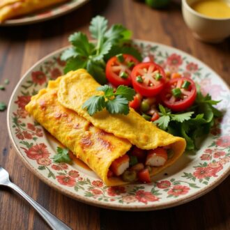 Мексиканский омлет с курицей и овощами