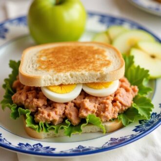 Сэндвич с тунцом, яйцом и зелёным яблоком