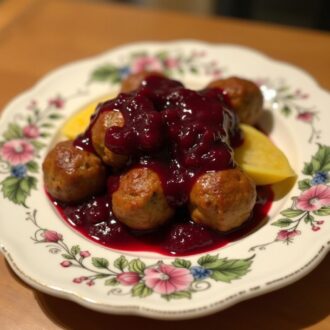 Шведские фрикадельки с клюквенным соусом