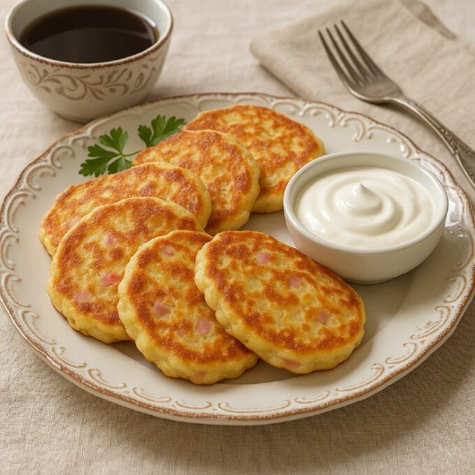 Оладьи с ветчиной и сыром