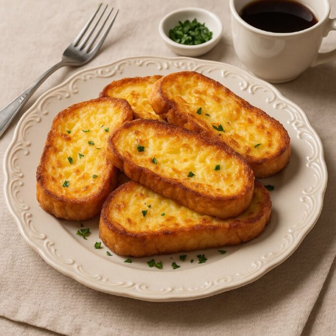 Гренки с яйцом и сыром