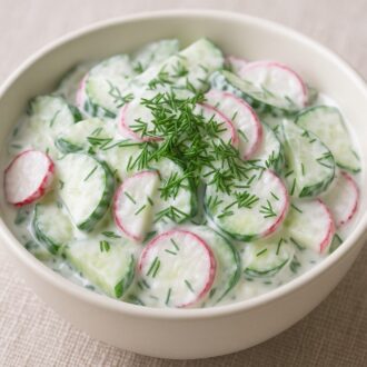 Салат из редиски и огурцов