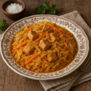 Тушеная капуста со свининой