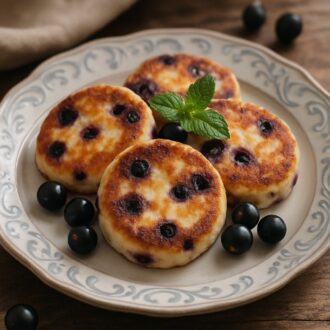 Сырники с чёрной смородиной