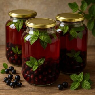 Компот из черной смородины с мятой
