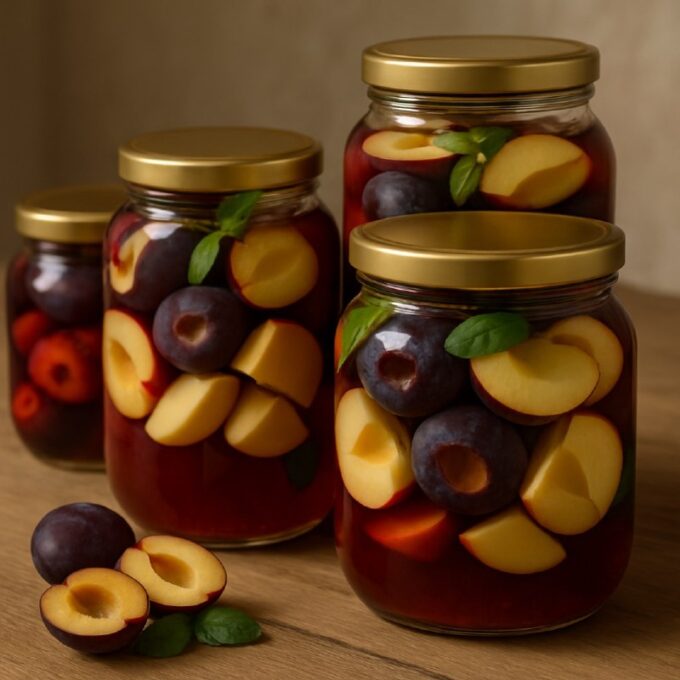 Компот из слив и яблок