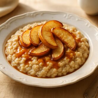 Овсянка с карамелью и яблоками