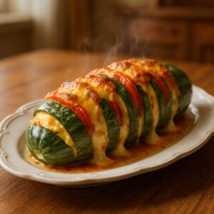 Кабачки гармошкой с сыром и помидорами