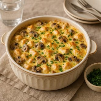 Куриная запеканка с грибами